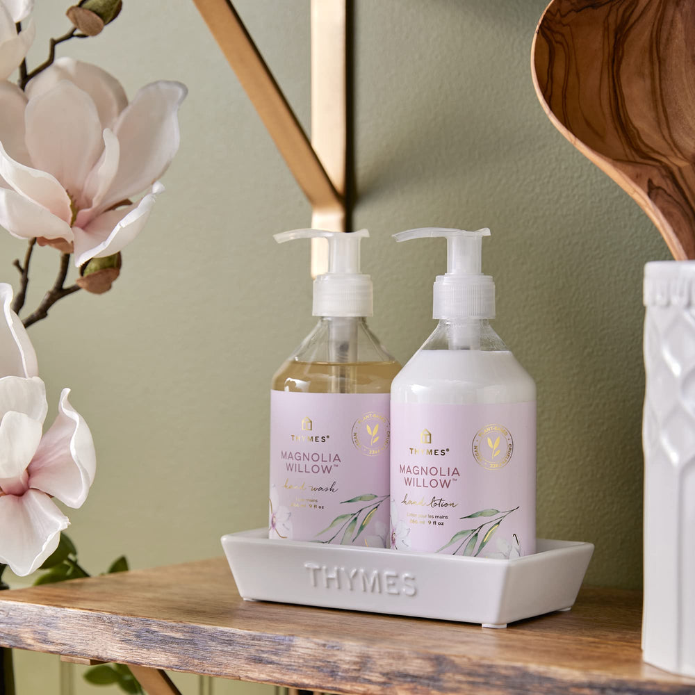 Thymes lemon balm leaves reflect refreshing notes in the Magnolia Willow routine.