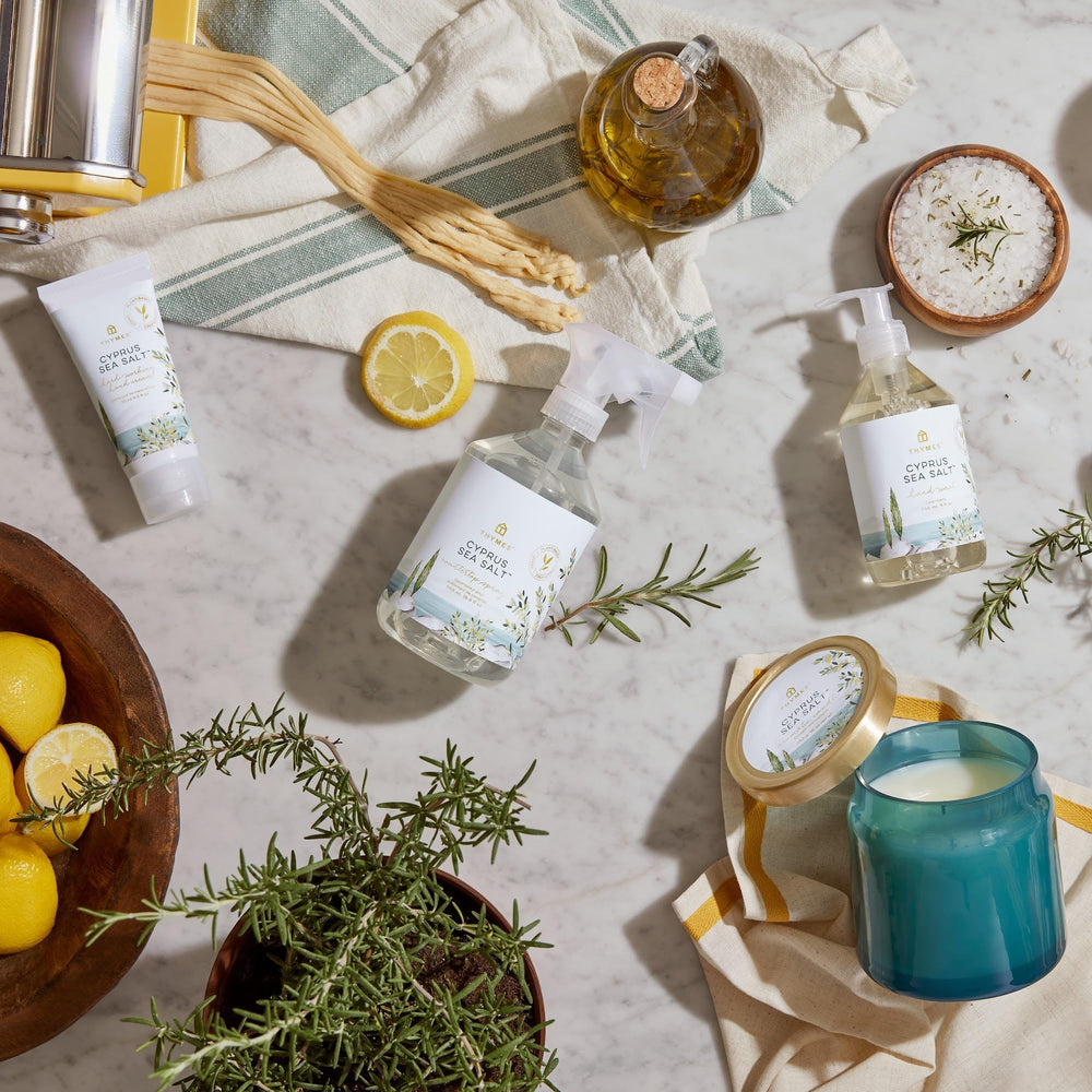 Thymes luxury hand care ritual image conveys everyday self care benefits for busy lifestyles.
