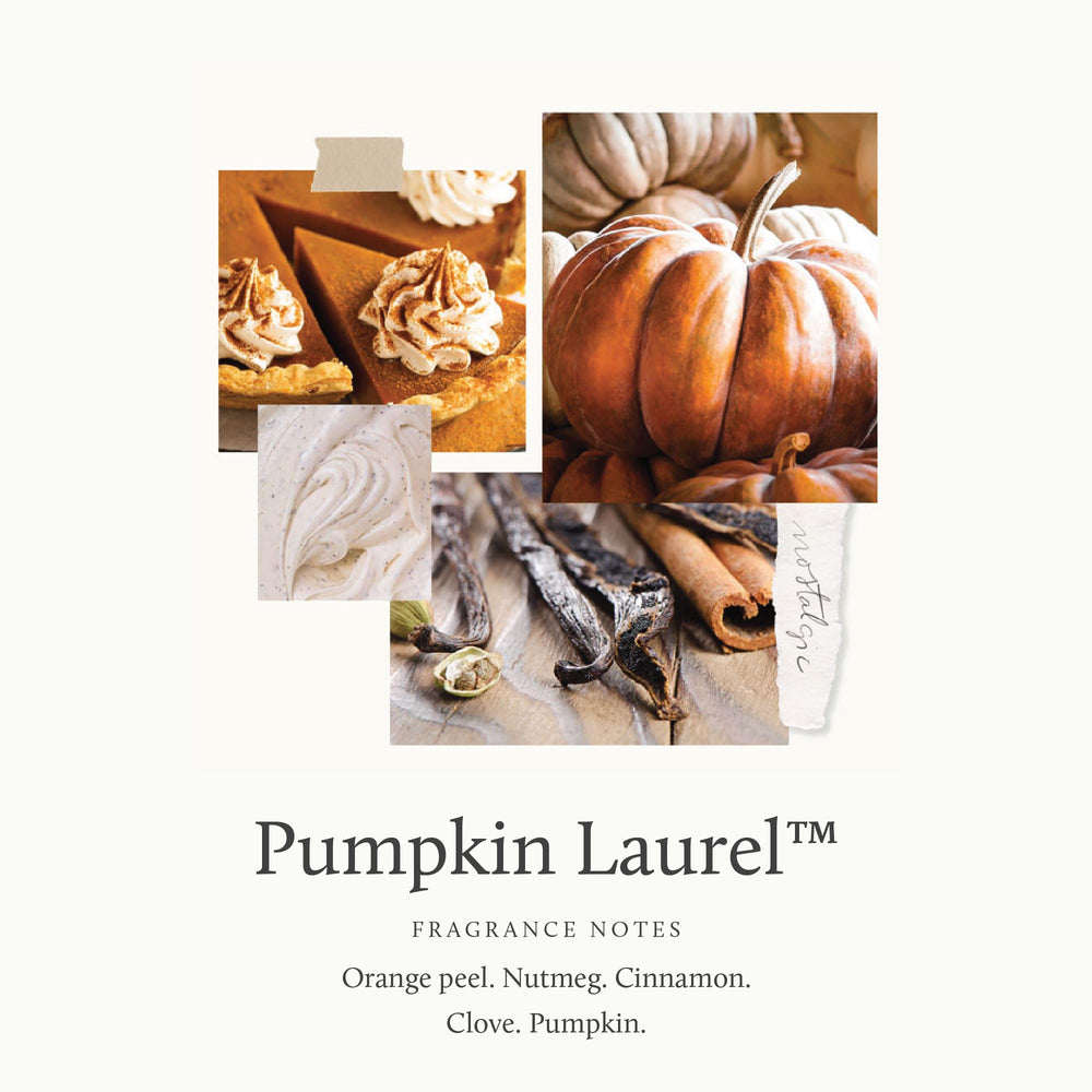 Thymes Pumpkin Laurel notes of nutmeg, cinnamon, clove in creamy pumpkin