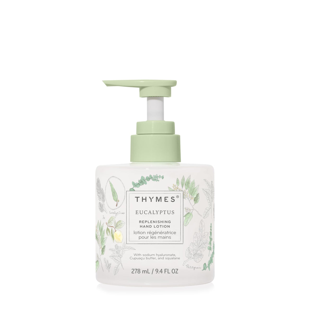 Thymes replenishing hand lotion bottle-glass delivers luxurious daily moisture for dry hands
