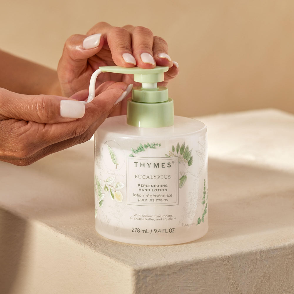 Thymes replenishing hand lotion ingredients-squalane softens skin for comfortable feel