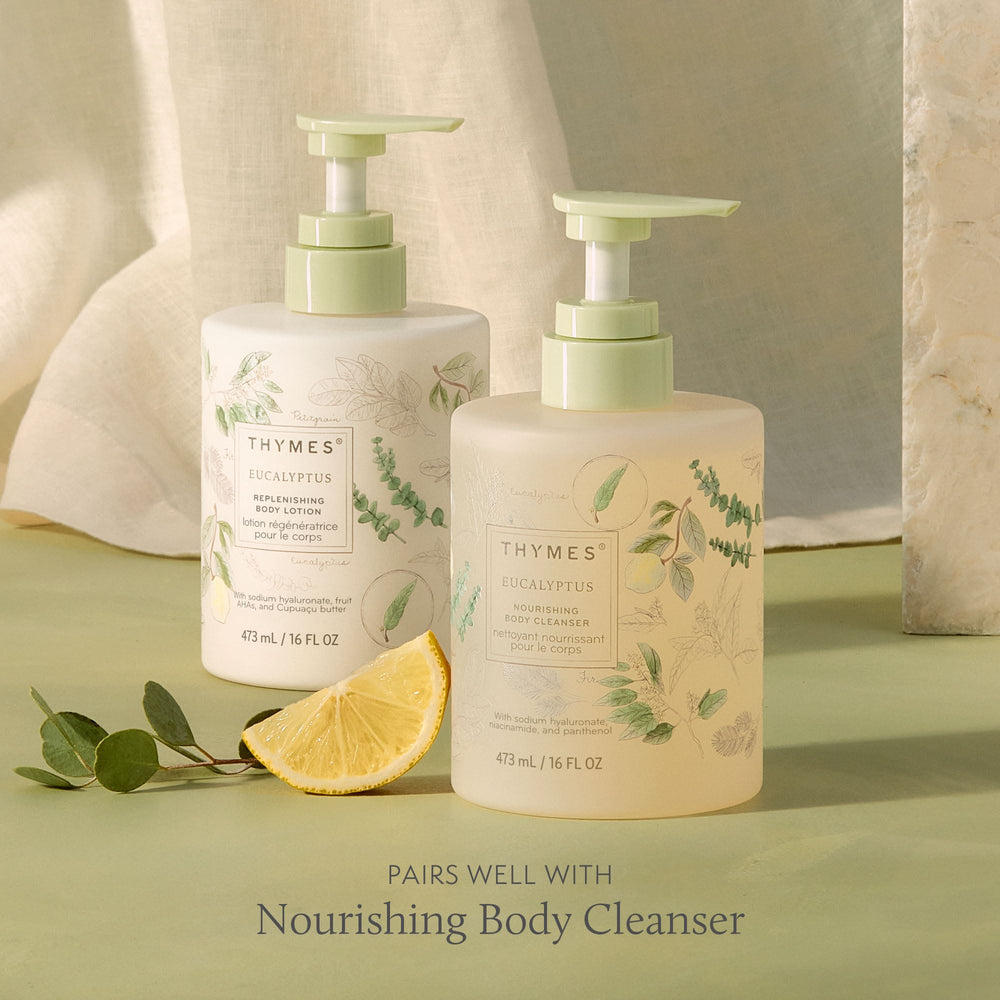 Thymes vegan/cruelty-free label confirming plant-based hydration option.