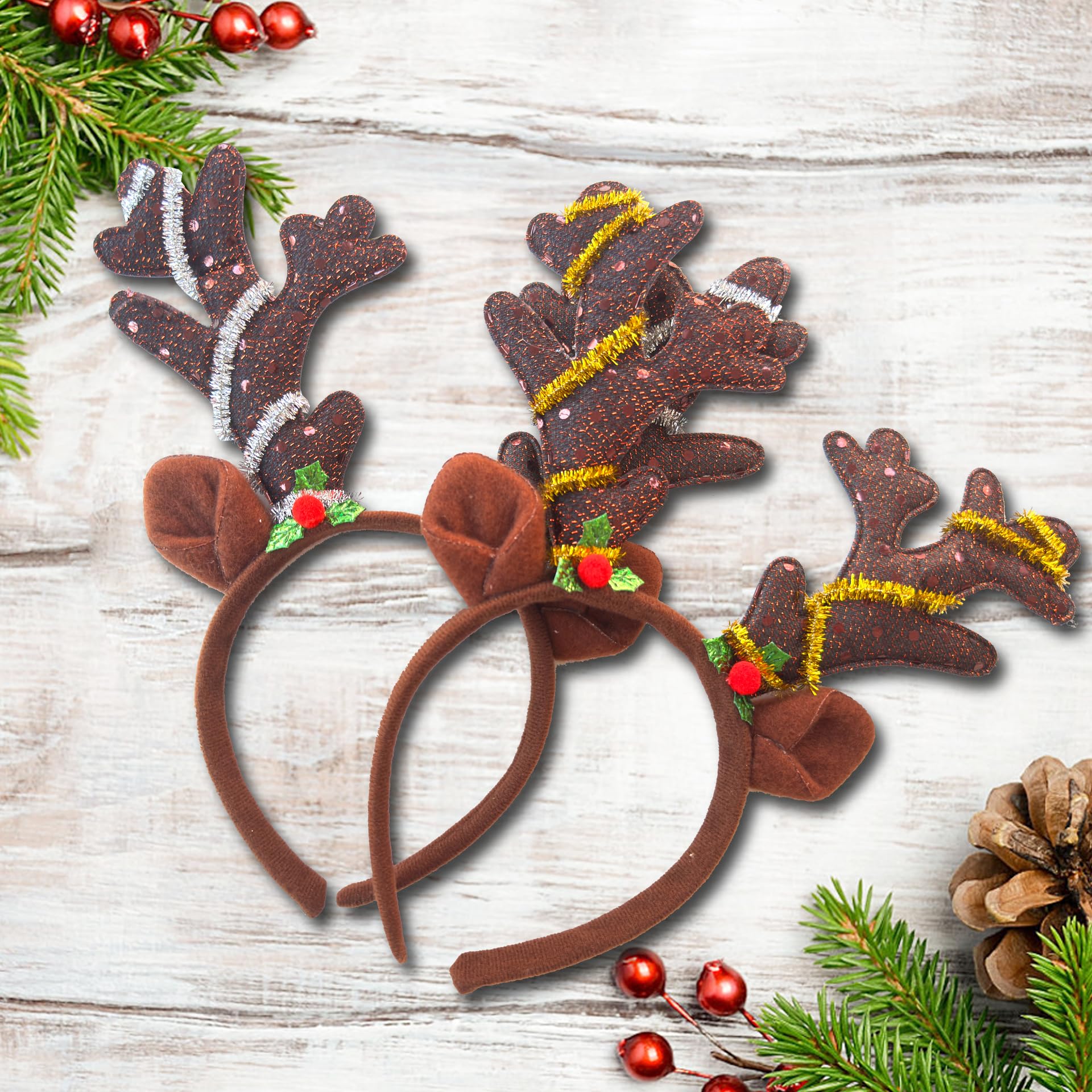 Tiaiidi reindeer headband with berry decorations adds whimsical charm