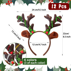 Tiaiidi green glitter reindeer antlers headband for holiday looks