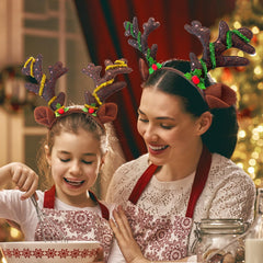Tiaiidi yellow glitter reindeer antlers headband for bright holiday style