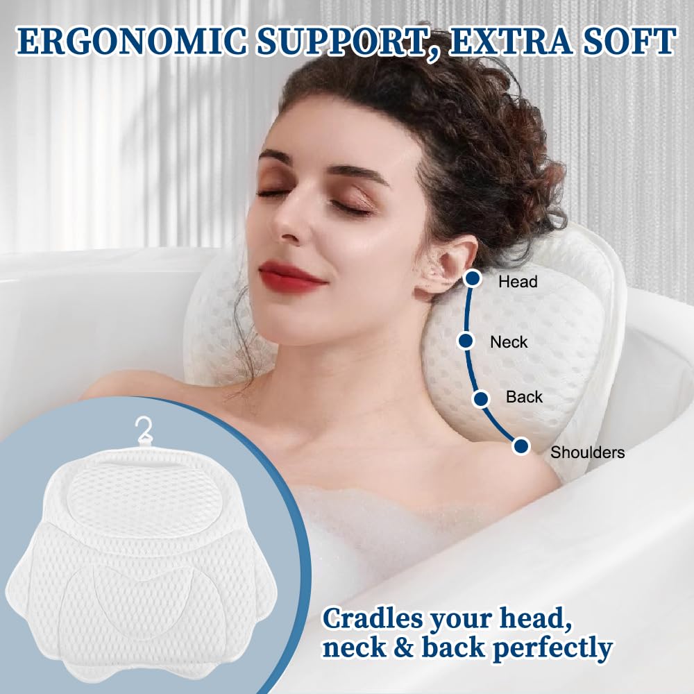 TIANFU bath pillow mesh ventilation keeps skin friendly air flow during baths.