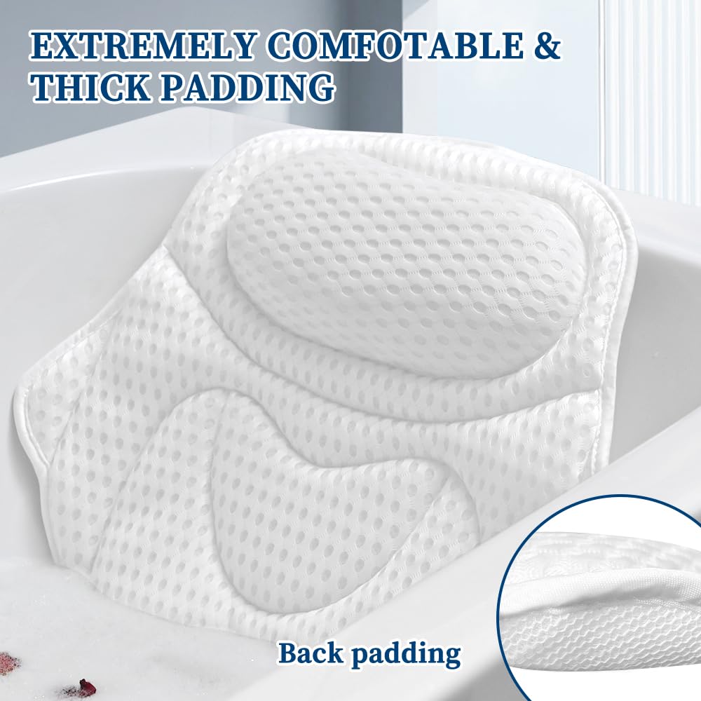 TIANFU bath pillow suction cups secure firmly for steady tub lounging.