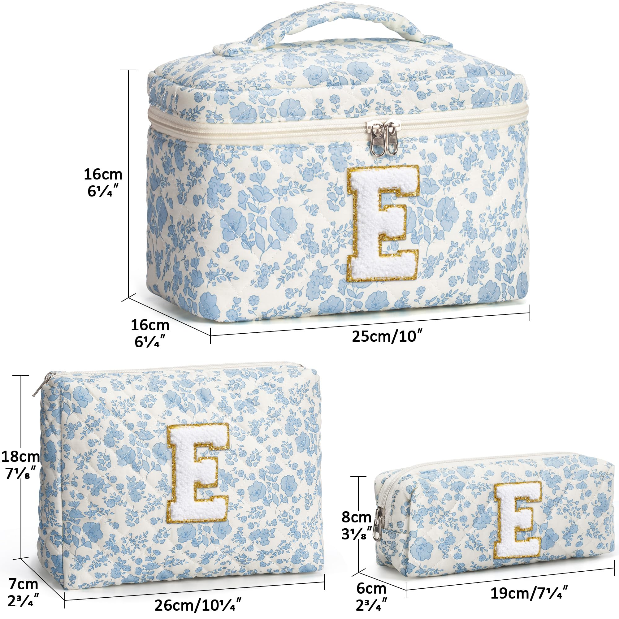 Tiblue floral-quilted-makeup-pouch provides compact storage for brushes and cosmetics.
