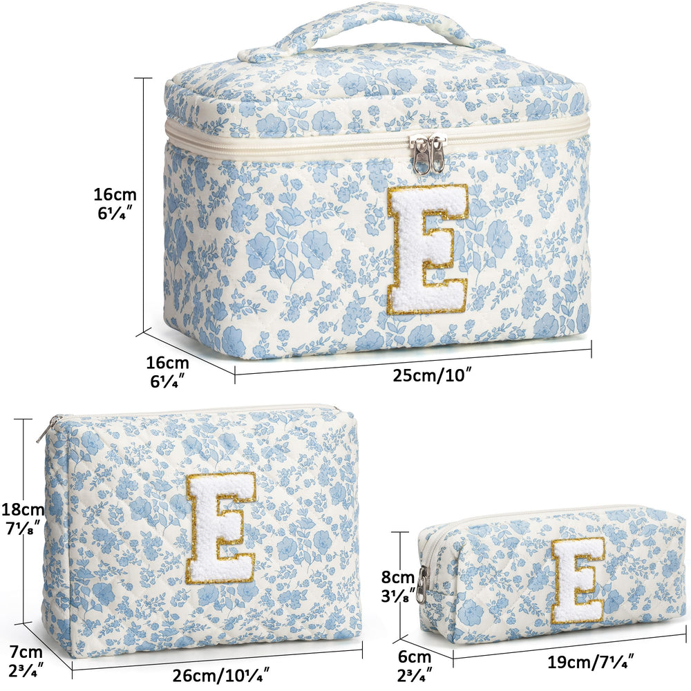 Tiblue floral-quilted-makeup-pouch provides compact storage for brushes and cosmetics.