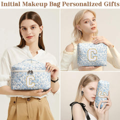 Tiblue makeup pouch with inner mesh pocket keeps brushes and lipsticks tidy.
