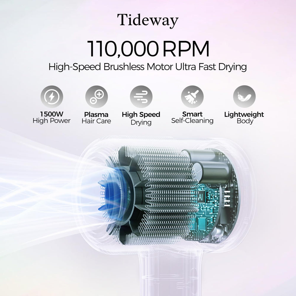 Tideway H11 1500W motor delivers fast daily drying and salon-like results.