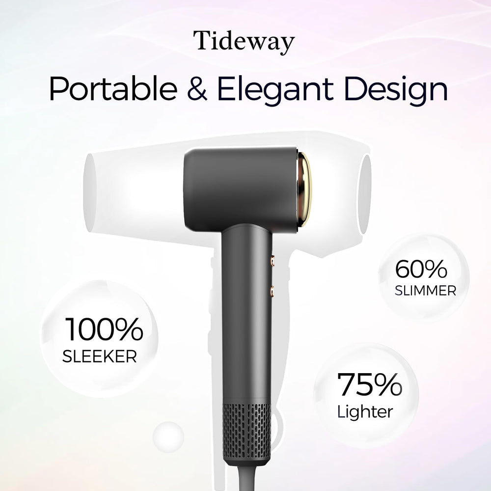 Tideway hair dryer 1500W motor delivers fast drying times.