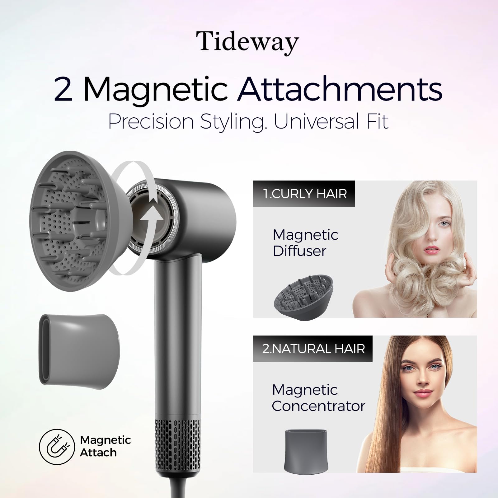 Tideway hair dryer lightweight body minimizes arm fatigue during styling.