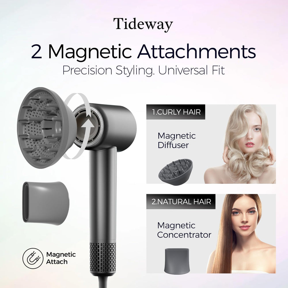Tideway hair dryer lightweight body minimizes arm fatigue during styling.