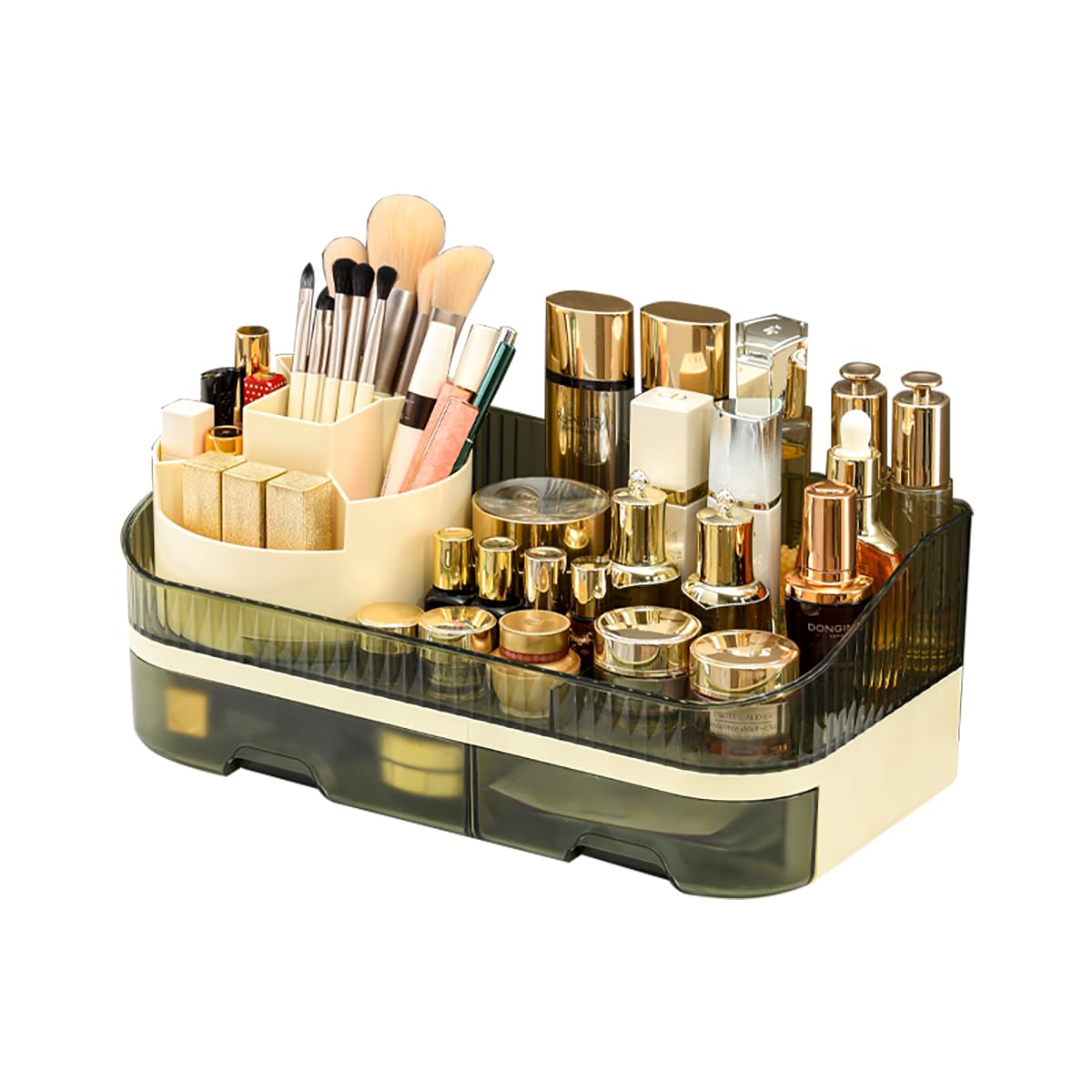 Tidyladyo makeup organizer with rotating brush holder provides easy brush access