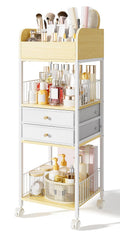 Tidystash makeup organizer rolling cart front view for easy cosmetics storage.