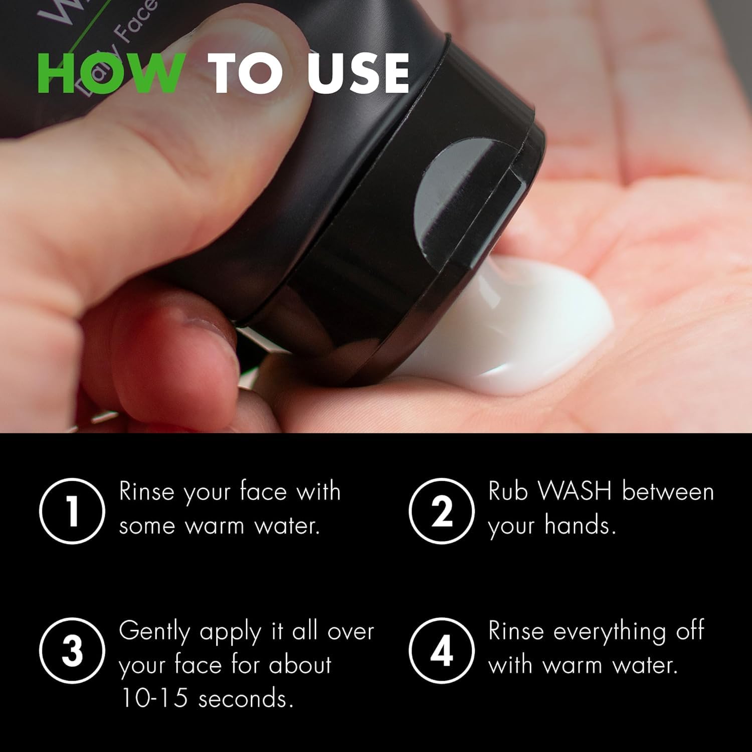 Rinse splash illustrating balanced skin after cleansing with Tiege Hanley.