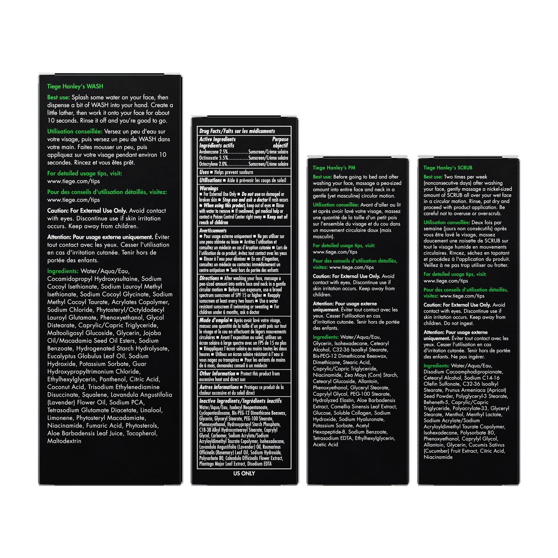 Tiege Hanley exfoliating scrub bottle helps remove dead skin for smoother texture.