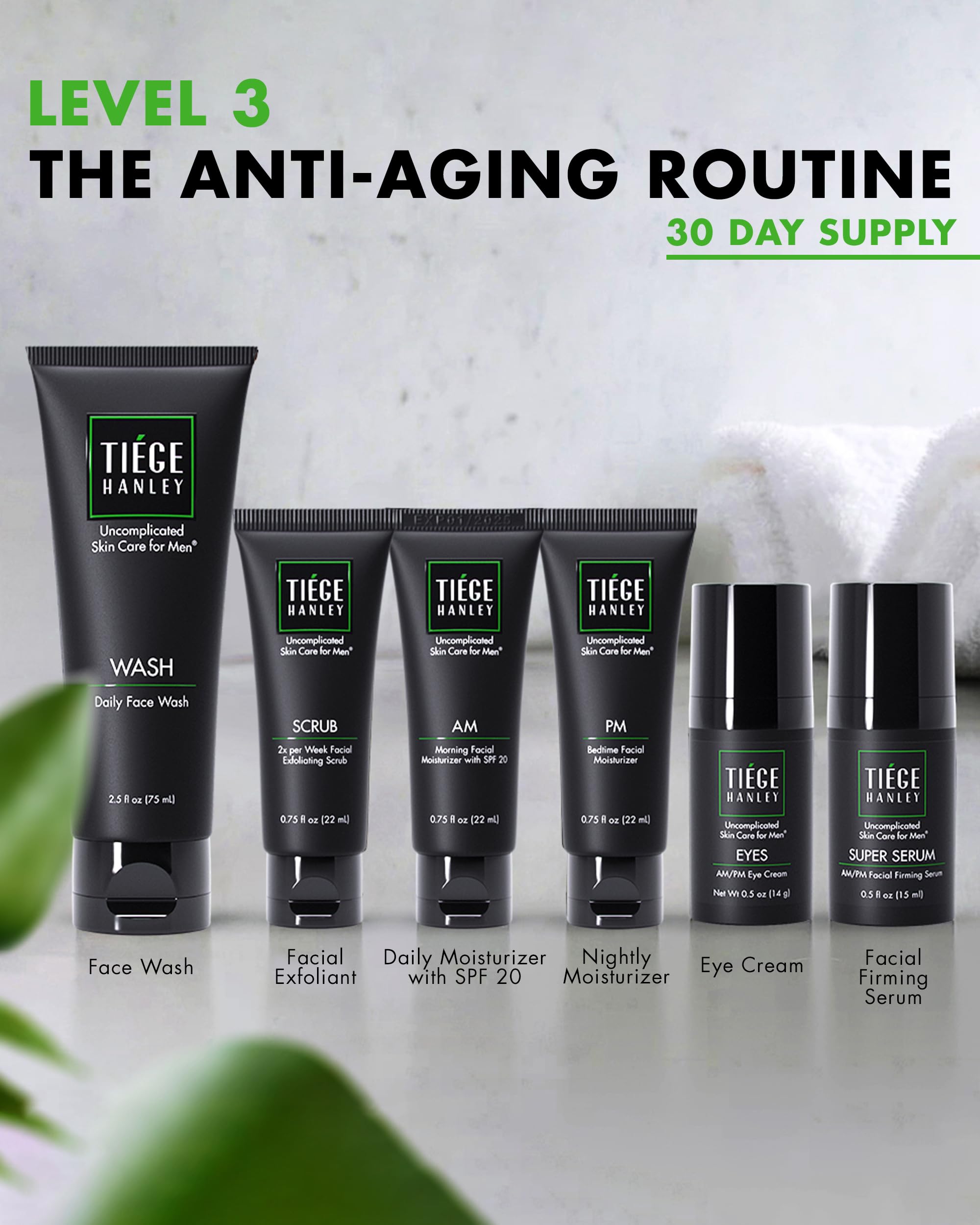 Tiege Hanley Exfoliating Scrub texture buffs dull skin for smoother, more even tone.