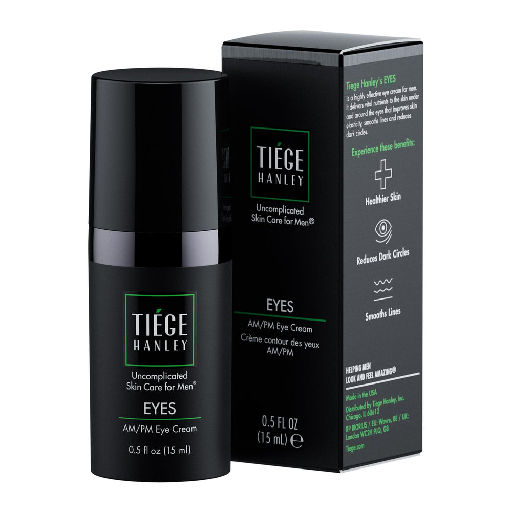 Tiege Hanley Eye Cream morning application close-up for refreshed eyes