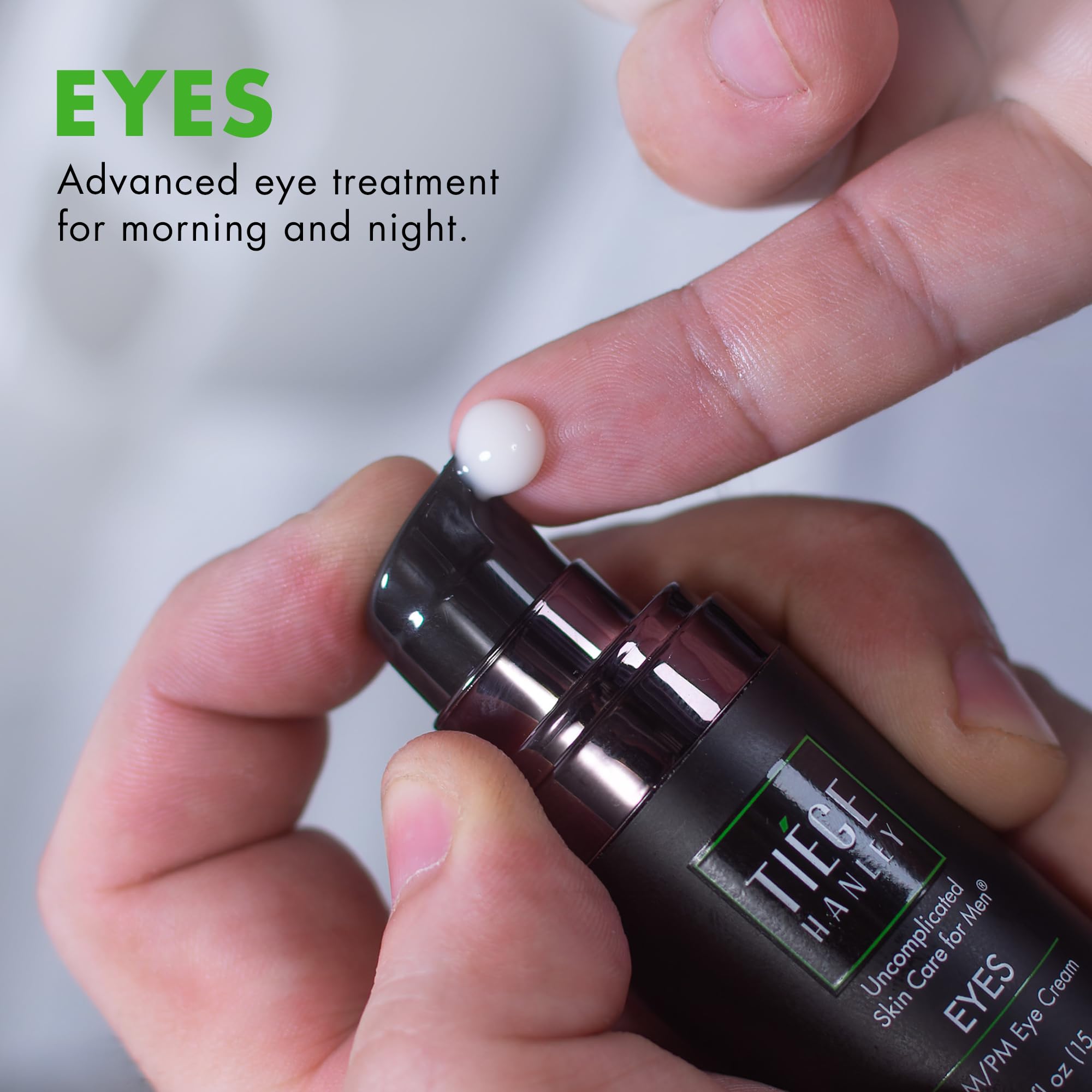 Tiege Hanley eye cream niacinamide ingredient close-up highlighting brightening formula