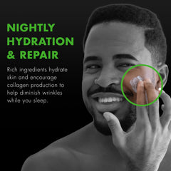 Tiege Hanley product beside nightstand highlights simple, efficient skincare routine.
