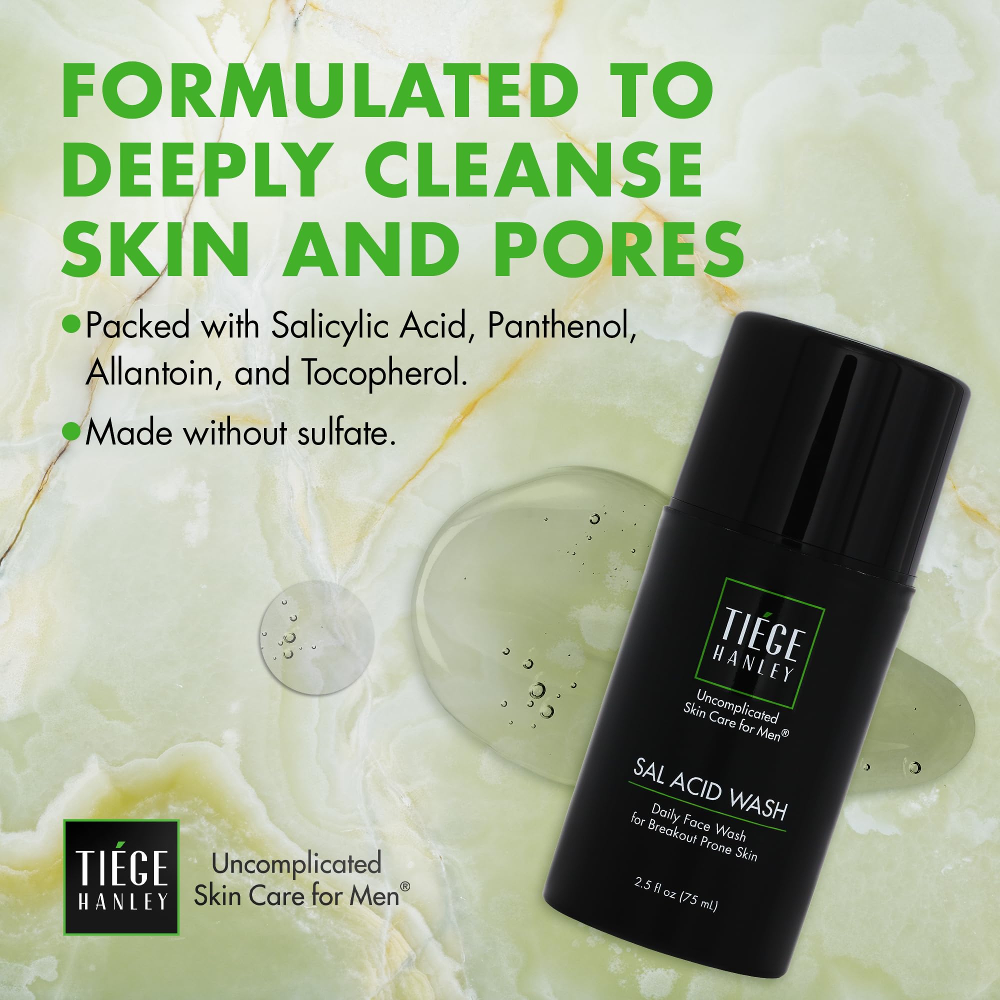tiege-hanley skincare routine setup with cleanser as a minimalist step