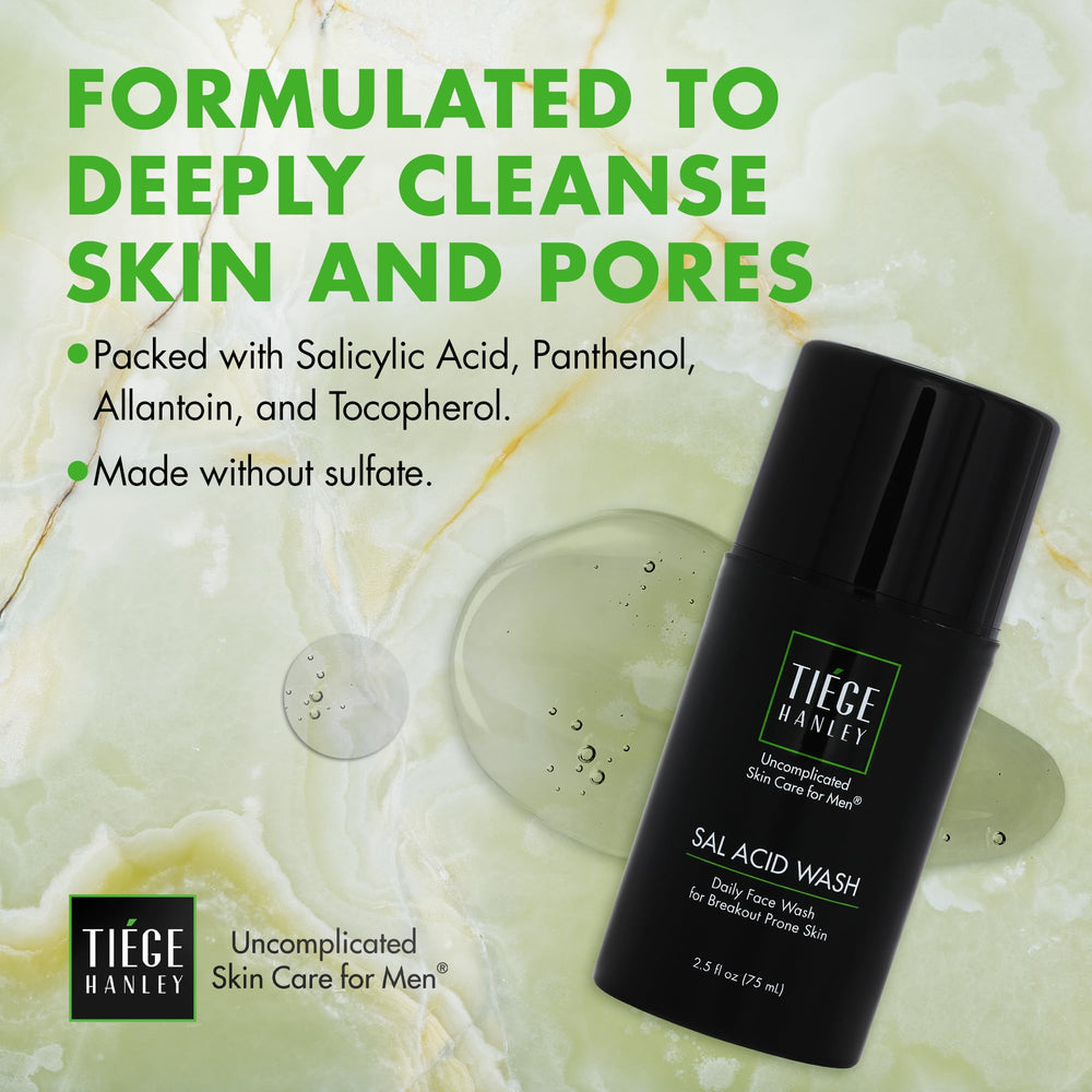 tiege-hanley skincare routine setup with cleanser as a minimalist step