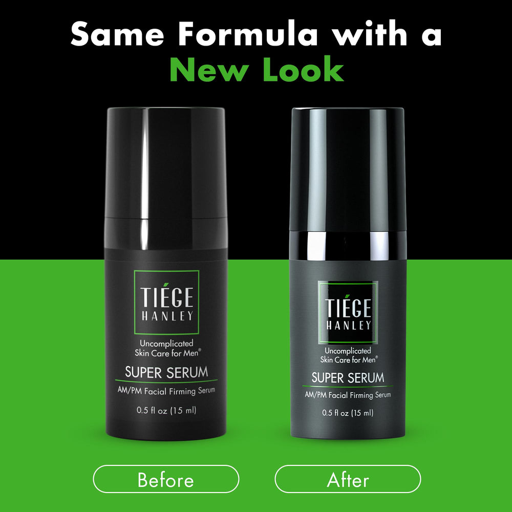 Tiege Hanley two-pack packaging signals convenient daily routine.