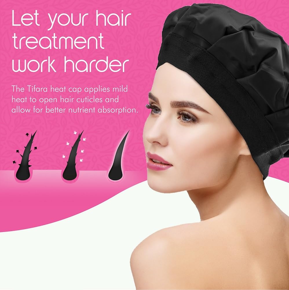 Tifara Beauty gel-thermal technology cap highlights gel system for consistent scalp warmth.