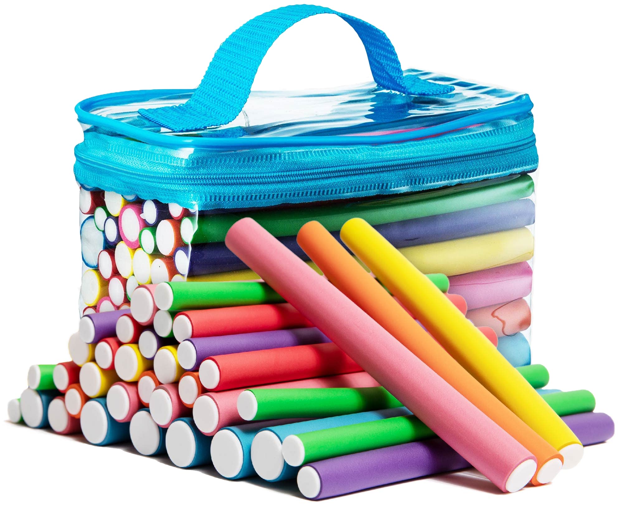 Tifara Beauty 42-pack hair rollers close-up in soft foam for heat-free curling.