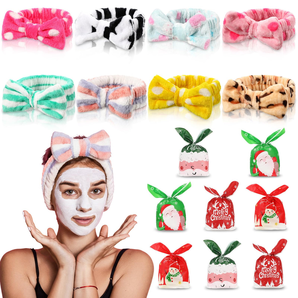 Tigeen spa headband with bow design for secure makeup application and hair control.