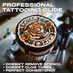 Tiger Spit Tattoo Balm applied on skin aids glide for shading.