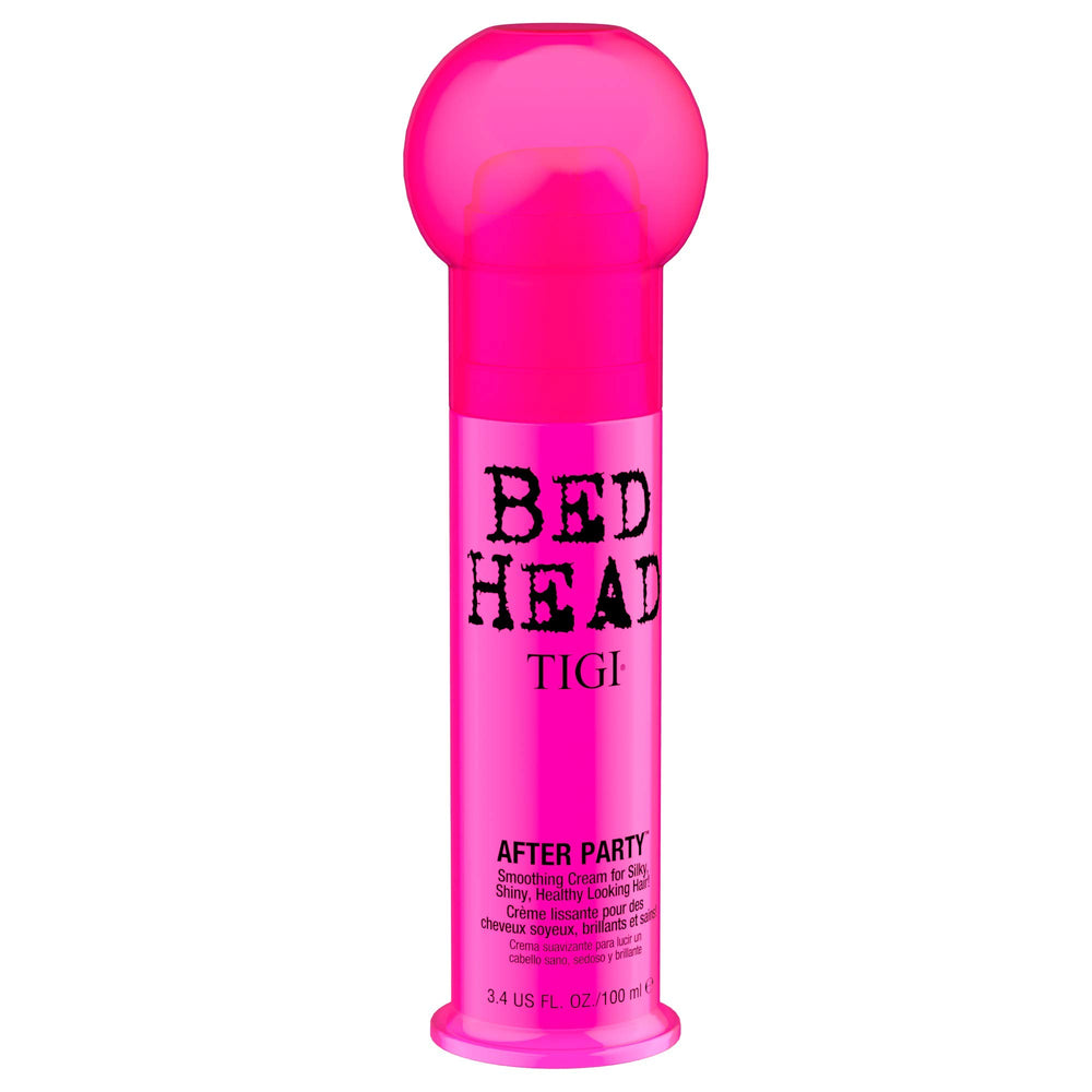TIGI Bed Head smoothing cream tube closeup emphasizes lightweight formula for smooth, touchable style.