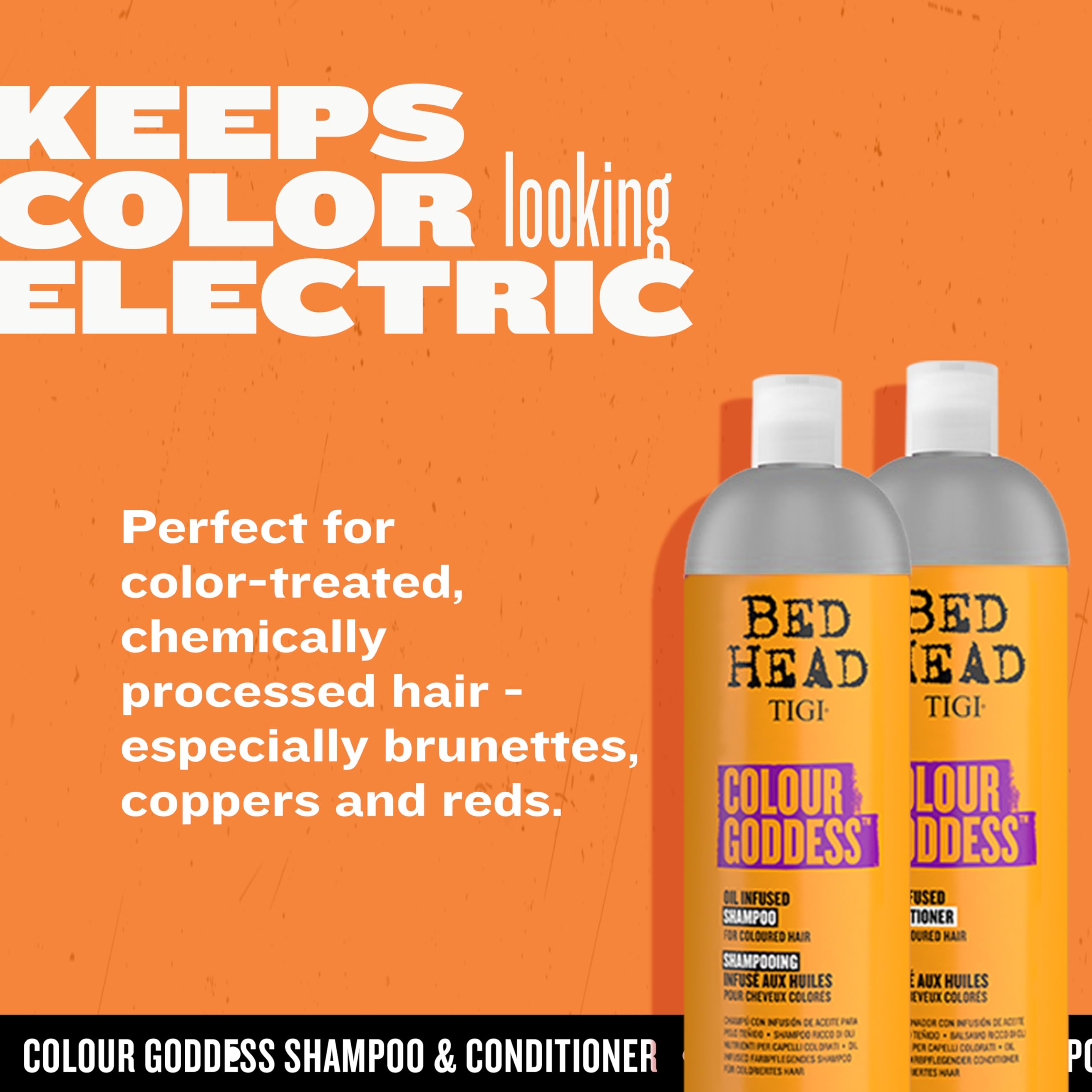 TIGI Bed Head Colour Goddess conditioner application on mid-lengths and ends.