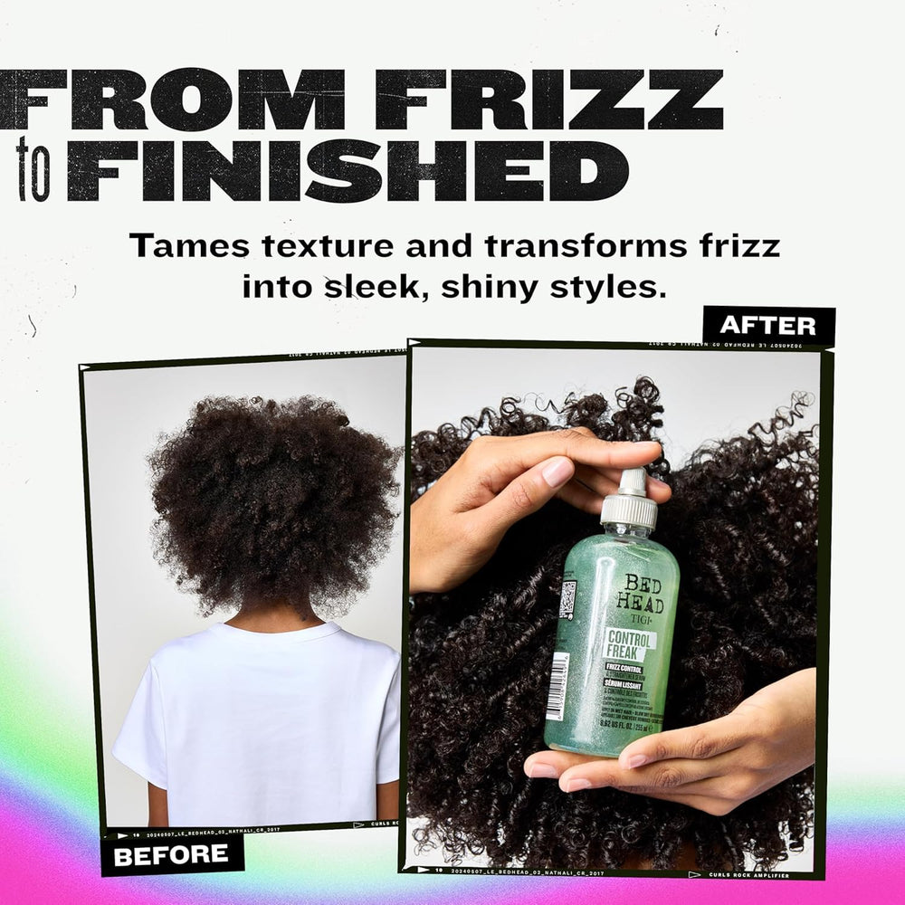 TIGI Bed Head Control Freak in action shows improved manageability during drying