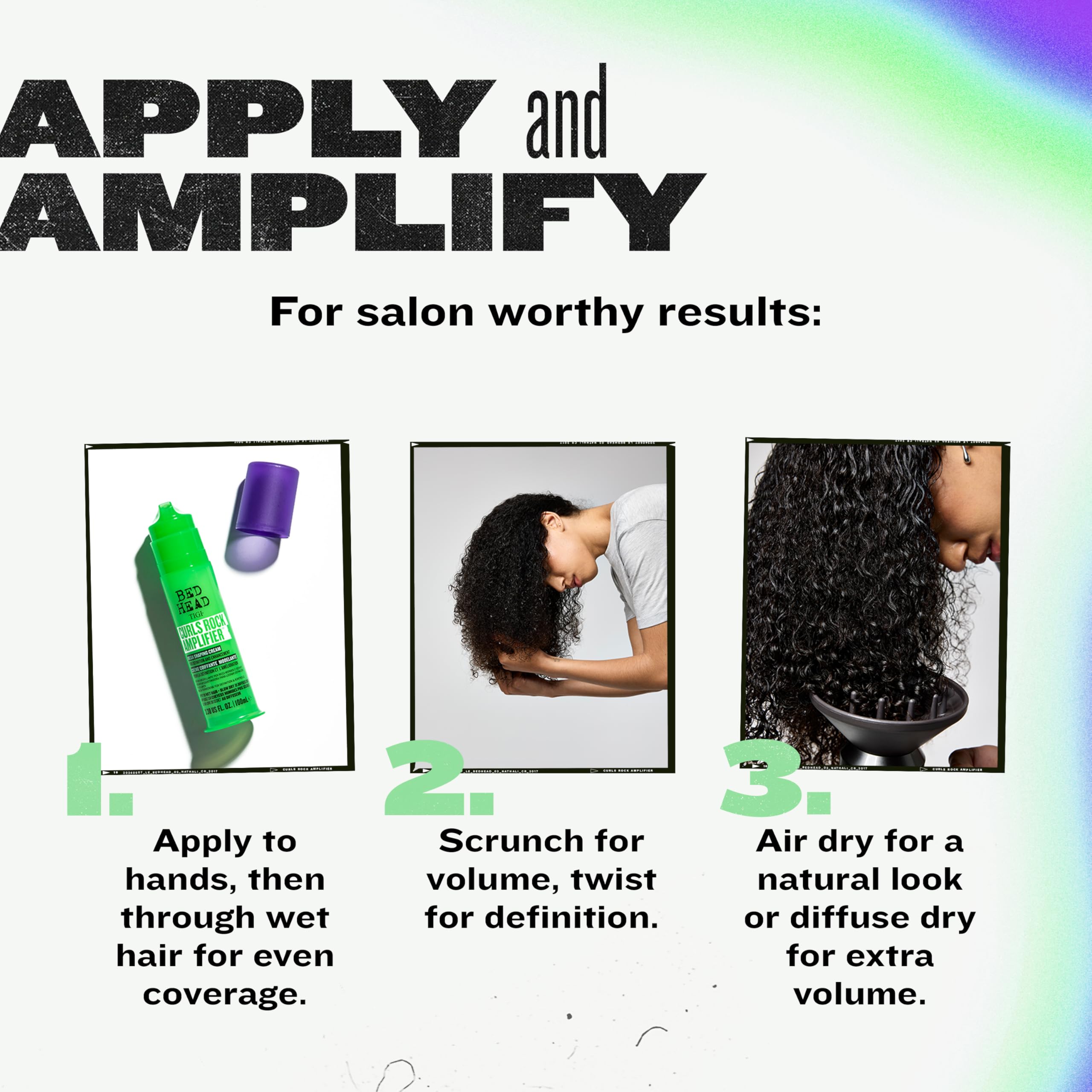 TIGI Bed Head Curls Rock Amplifier Cream soft-hair-bounce delivers touchable definition with light texture.