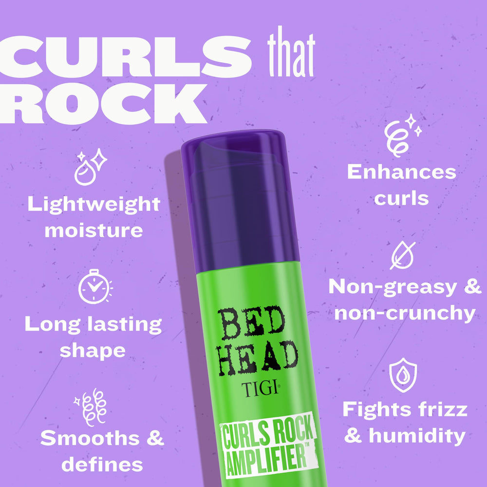 TIGI Bed Head Curls Rock Amplifier Cream twist-sections for ultra-defined curls with flexible hold.