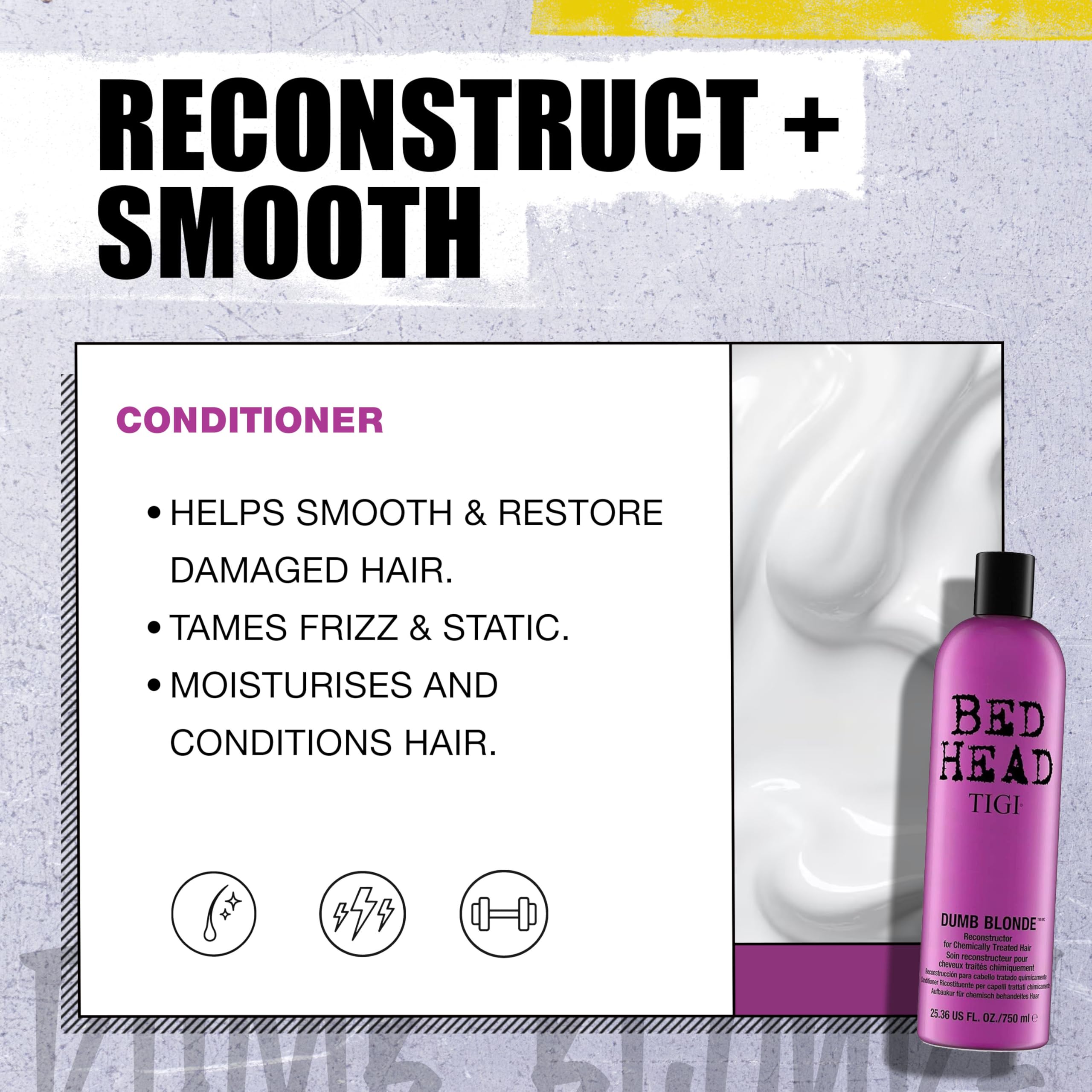 Bed Head Dumb Blonde conditioner application on mid-lengths to ends provides moisture.
