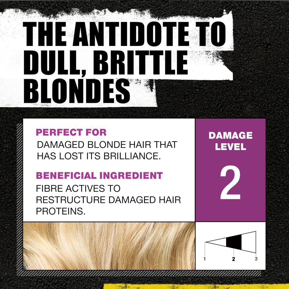 Bed Head Dumb Blonde shampoo application image demonstrates working through wet hair.