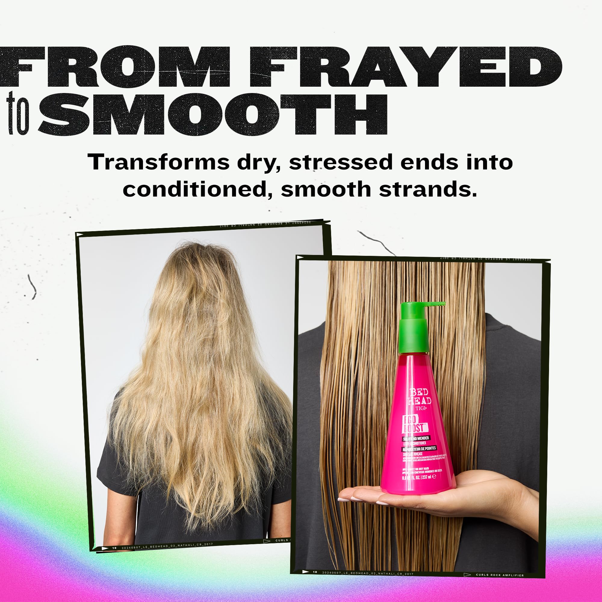 TIGI Bed Head Ego Boost Split End Mender after-use smooth hair with frizz control