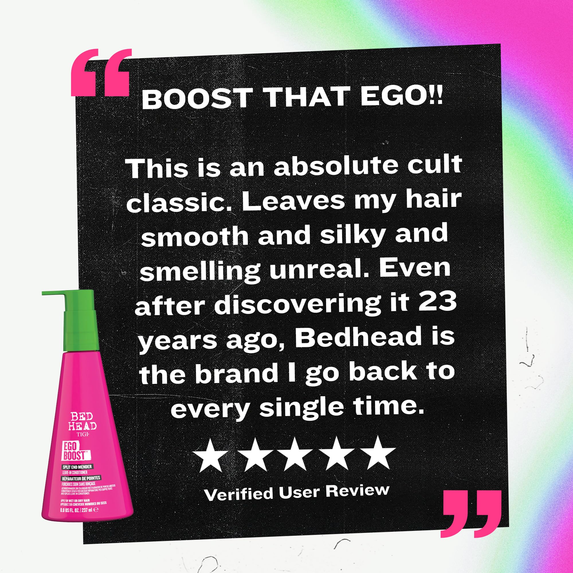 TIGI Bed Head Ego Boost Split End Mender lifestyle shot for confident styling