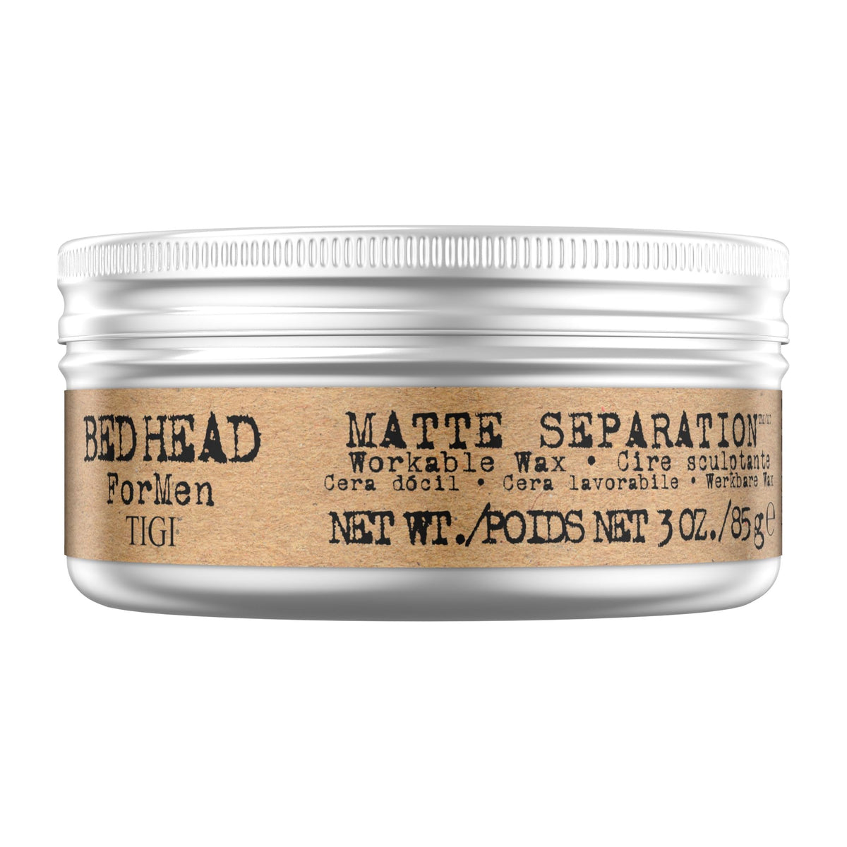 TIGI Bed Head for Men Matte Separation Wax on palms for defined hold.