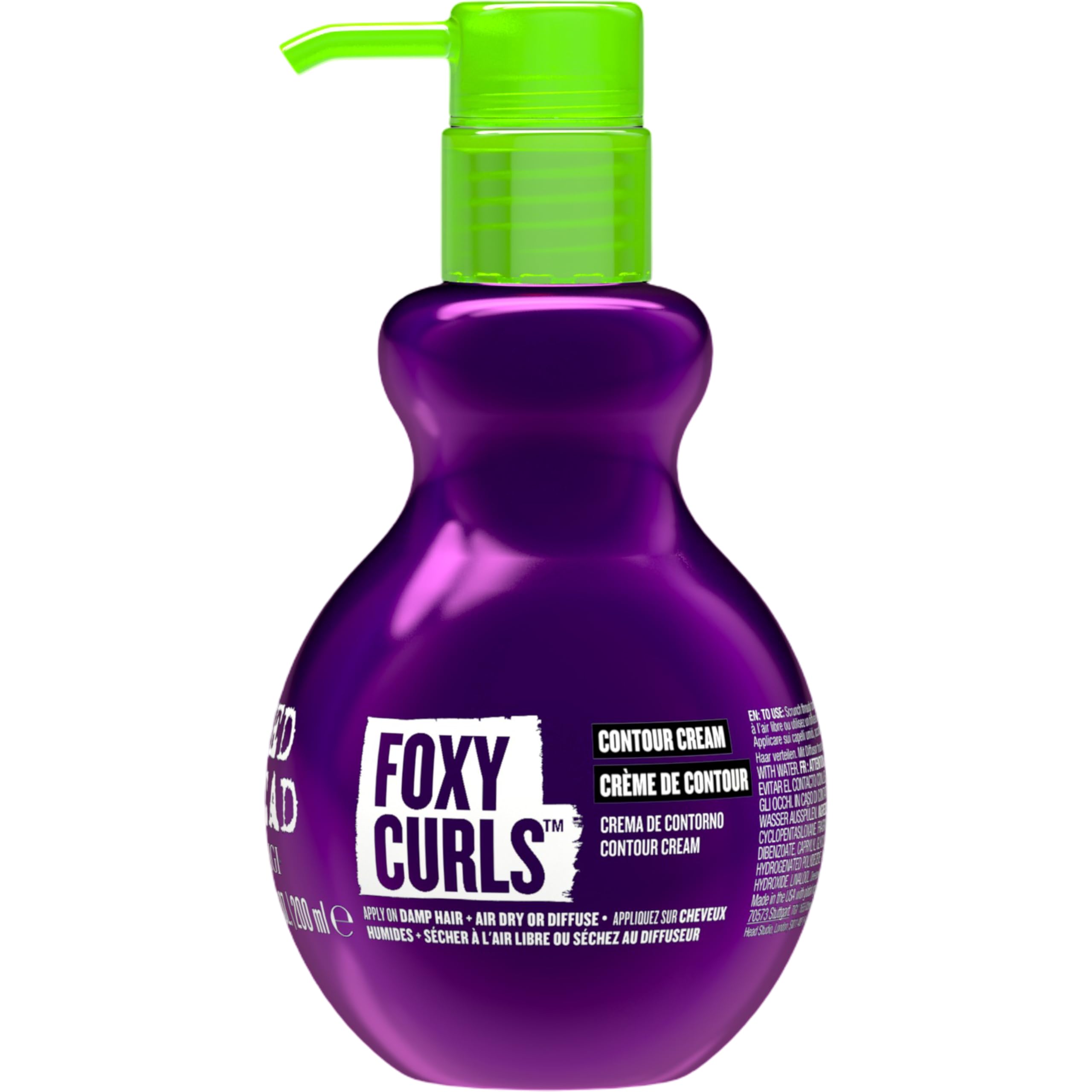 TIGI Bed Head Foxy Curls Contour Creme bottle shows curl-defining formula for curls