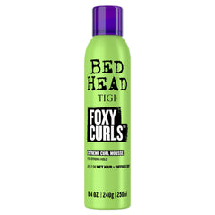 TIGI Bed Head Foxy Curls mousse bottle shows strong hold and salon-quality definition for curls.