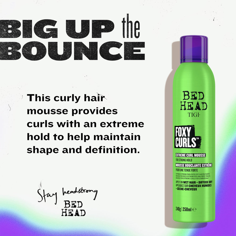 TIGI Bed Head Foxy Curls mousse on diffuser-dried curls delivering lasting shape.