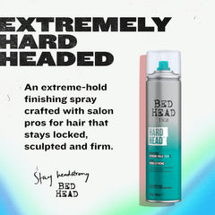 TIGI Bed Head Hard Head bottle side view showing compact, travel-friendly styling