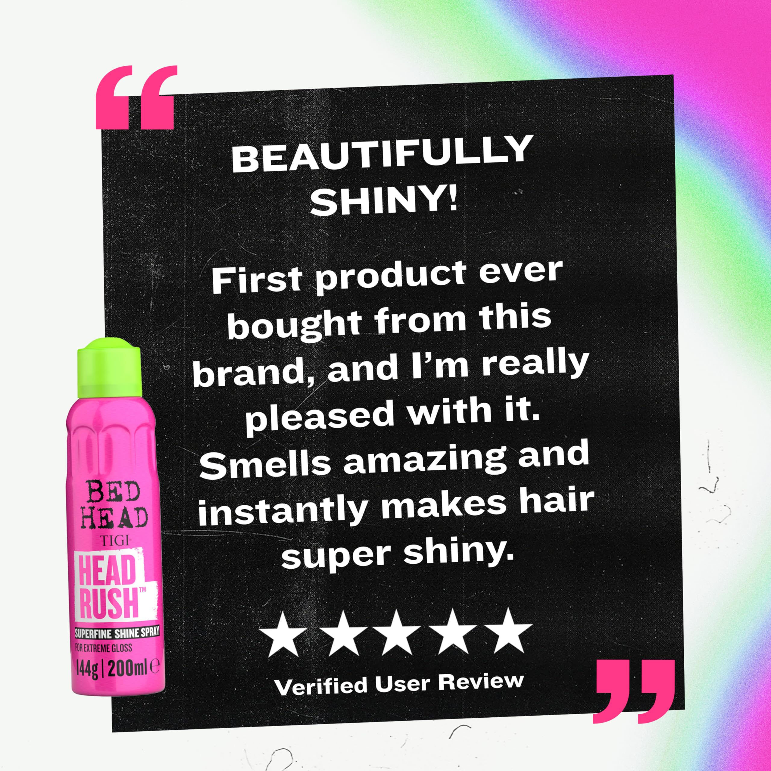TIGI Bed Head Headrush packaging-label close-up shows 5.3 oz size.