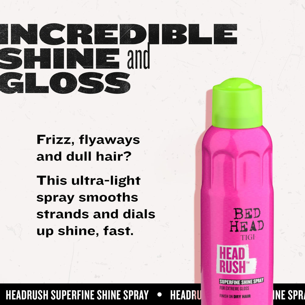 TIGI Bed Head Headrush soft-silky-finish delivers silky touch.
