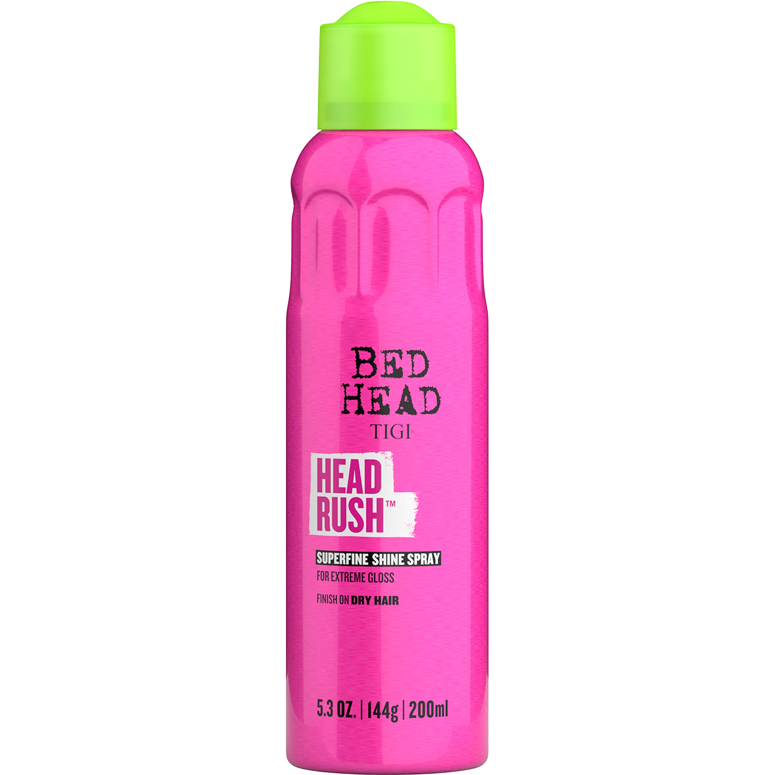 TIGI Bed Head Headrush spray bottle ready for a glossy shine boost.